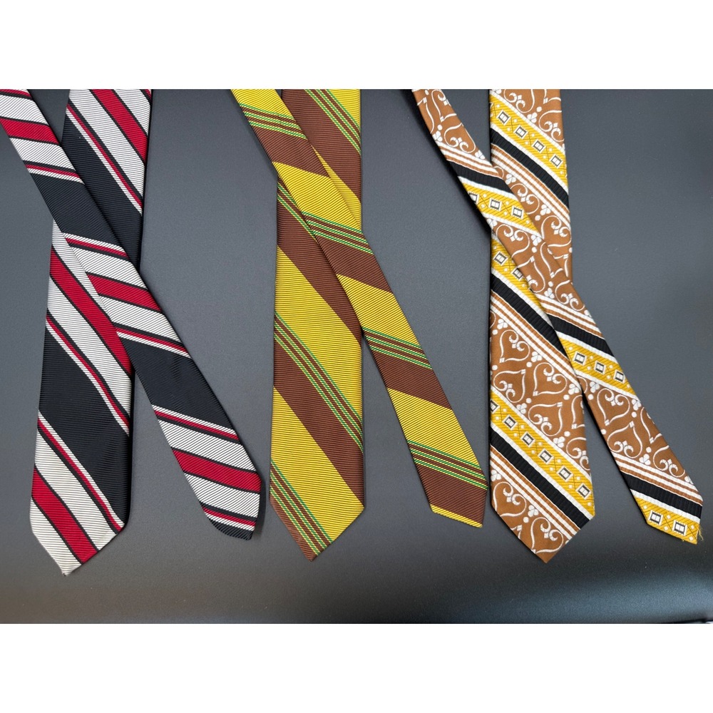 Vintage Mens Necktie Lot of 3 Carriage Club Tournament Twill Striped Retro Ties